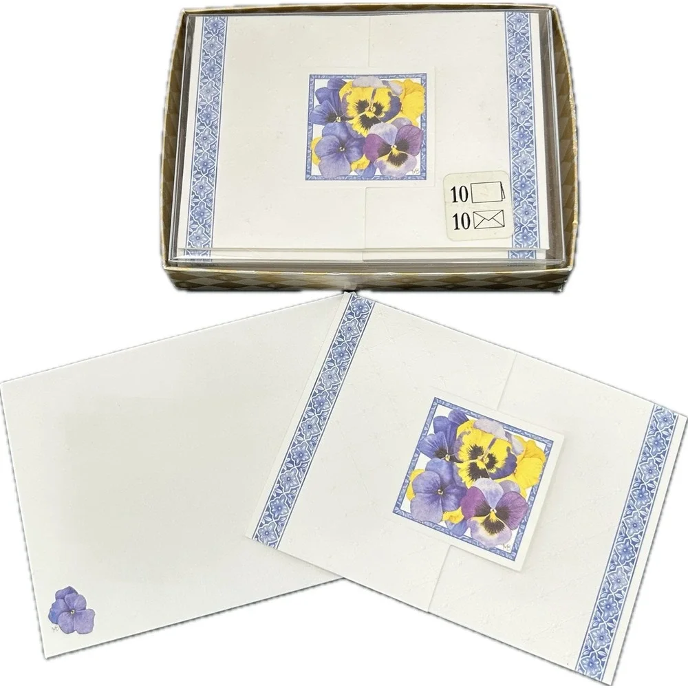 15 Hallmark Blank Nature's Sketchbook Pansies Note Cards & Envelopes Boxes READ